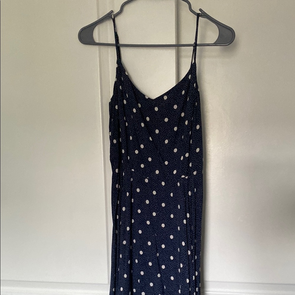 Chic Navy Polka Dot Midi Dress
